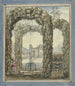 Projekt einer Malerei für einen Raum mit steinernen Bögen, einem Brunnen und Blick auf einen Garten - Elias van Nijmegen — Ansicht des Kunstwerks
