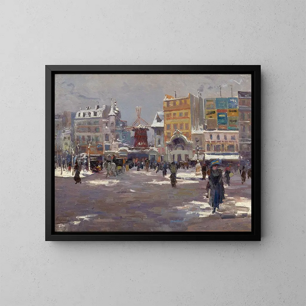 Der Moulin Rouge im Winter - Élie Anatole Pavil — gerahmtes Bild an der Wand