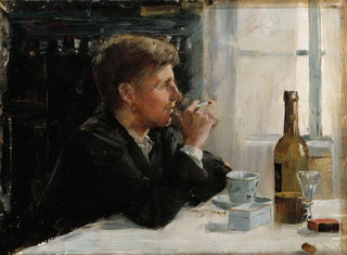 Mann sitzt am Tisch - Elin Danielson-Gambogi — Ansicht des Kunstwerks