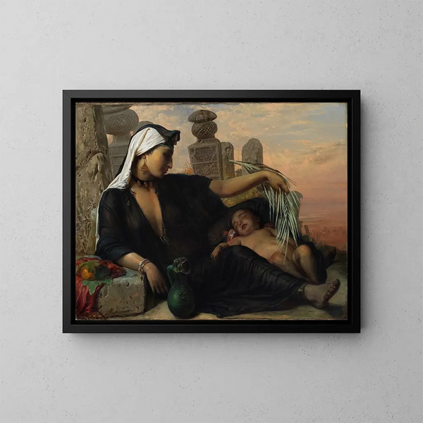Eine ägyptische Fellah mit ihrem Baby - Elisabeth Jerichau-Baumann — gerahmtes Bild an der Wand