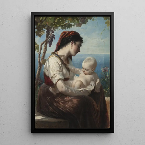 Junge Mutter und ihr Kind - Elisabeth Jerichau-Baumann — gerahmtes Bild an der Wand
