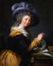 Gräfin von Crès Alter Titel von 1963 bis 1992 Dame, die einen Brief faltet - Elisabeth Louise Vigée Le Brun — Ansicht des Kunstwerks