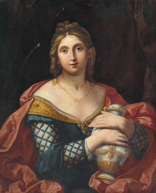 Elisabetta Sirani - Portrait of a lady halflength as Pandora or Artemisia.webp
