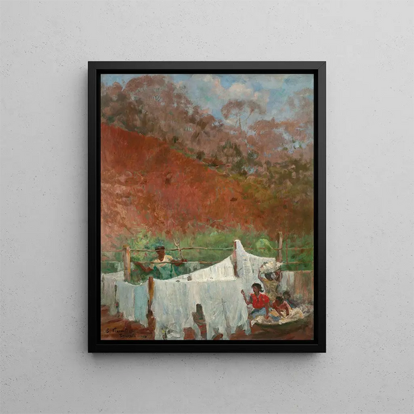 Hängen der Kleidung - Eliseu Visconti — gerahmtes Bild an der Wand