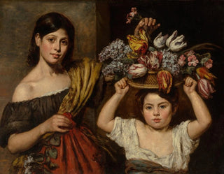 Zwei junge Kinder mit einem Blumenkorb - Elizabeth Emma Soyer — Ansicht des Kunstwerks