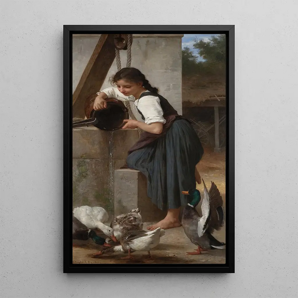 Junge Frau am Brunnen - Elizabeth Jane Gardner Bouguereau — gerahmtes Bild an der Wand
