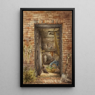 Elizabeth Murray - Brick Wall with Open Door and Shovel.webp