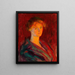 Frau im Feuerschein - Ellen Day Hale — gerahmtes Bild an der Wand