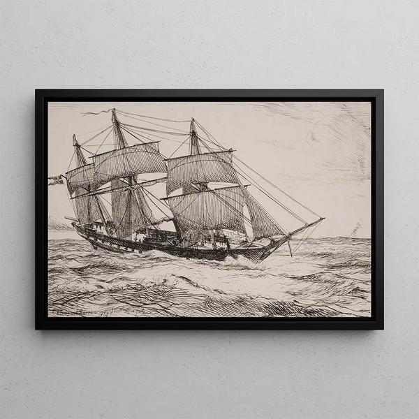 Eine Kriegsgaleone - Emanuel Larsen — gerahmtes Bild an der Wand