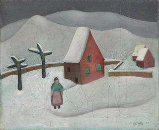 Winterlandschaft mit rotem Haus - Emanuel Schättli — Ansicht des Kunstwerks