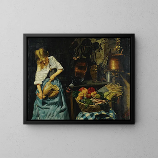 Vorbereitung der Mahlzeit - Emanuele Serrano — gerahmtes Bild an der Wand