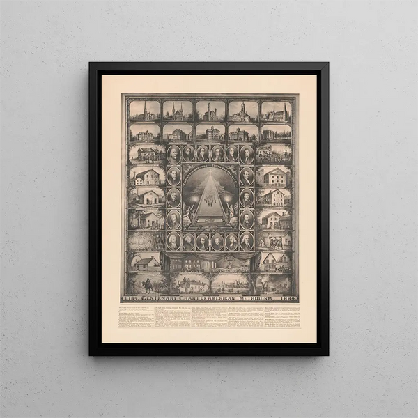 Karte des amerikanischen Methodisten-Jubiläums - Emery A. Philleo — gerahmtes Bild an der Wand