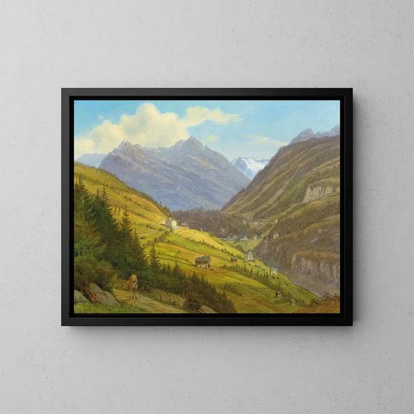 Motiv des Gasteiner Tals - Emil Ludwig Lühr — gerahmtes Bild an der Wand