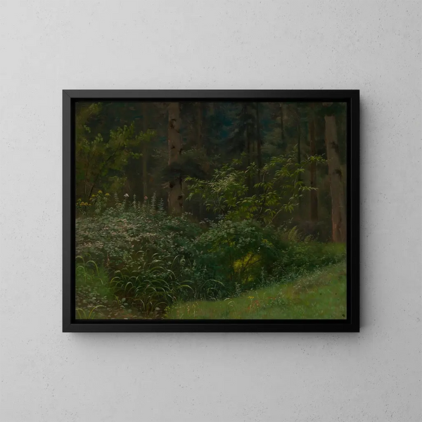 Prairie forestière avec des plantes vivaces et des buissons - Emil Lugo — gerahmtes Bild an der Wand