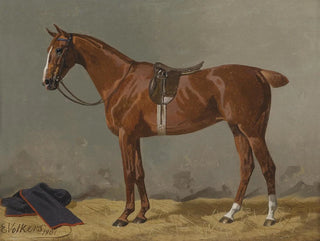 brauner Pferd in der Stallung - Emil Volkers — Ansicht des Kunstwerks