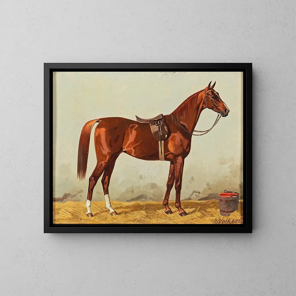 Kuh im Stall - Emil Volkers — gerahmtes Bild an der Wand