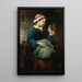 Mädchen mit Vogel - Émile-Auguste Hublin — gerahmtes Bild an der Wand