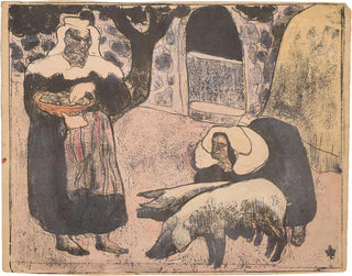 Bretonisches Gemälde, das Schweine füttert - Émile Bernard — Ansicht des Kunstwerks