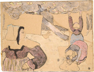 Bretonisches Gemälde, das die Wäsche aufhängt - Émile Bernard — Ansicht des Kunstwerks