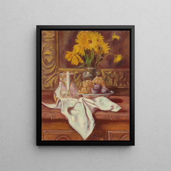 Stillleben mit Feigen und Sonnen - Émile Bernard — gerahmtes Bild an der Wand