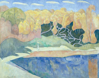 Frau, die an den Ufern des Aven entlanggeht - Émile Bernard — Ansicht des Kunstwerks