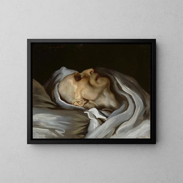 Théodore Géricault auf seinem Sterbebett - Émile Champmartin — gerahmtes Bild an der Wand