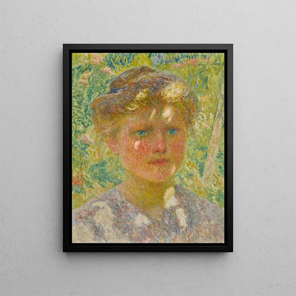 Junge Frau mit blonden Haaren - Émile Claus — gerahmtes Bild an der Wand
