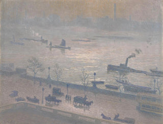 Emile Claus - Morning Reflection on the Thames in London.webp