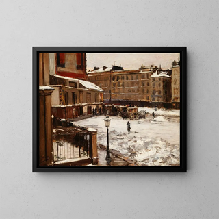 Die Place Pigalle unter Schnee - Émile Louis Mathon — gerahmtes Bild an der Wand