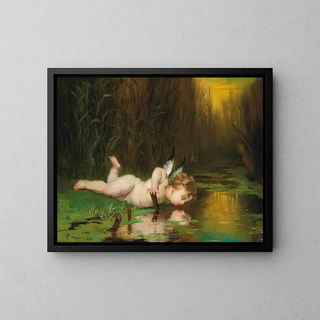 Cupid und sein eigenes Spiegelbild - Émile Meyer — gerahmtes Bild an der Wand