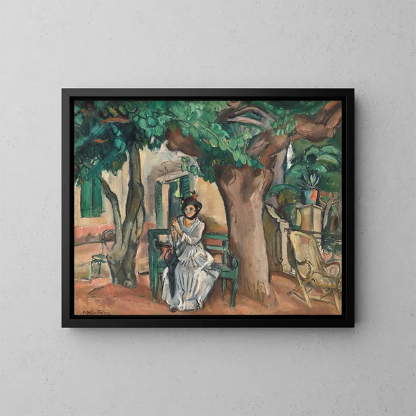 Die Dame auf der Terrasse - Émile Othon Friesz — gerahmtes Bild an der Wand