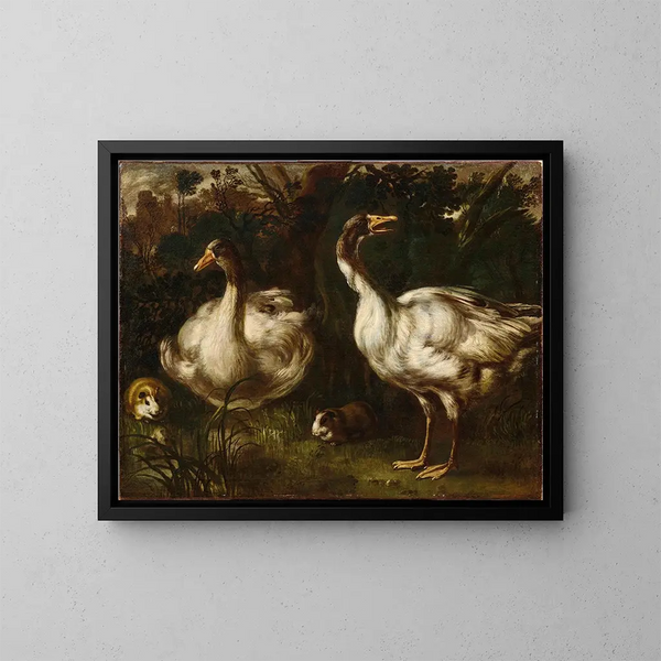 Enten und Meerschweinchen - École émilienne — gerahmtes Bild an der Wand