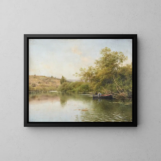 Die Flusslandschaft bei Santiponce - Emilio Sánchez Perrier — gerahmtes Bild an der Wand