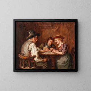 Joueuses de cartes - Emma Müller von Seehof — gerahmtes Bild an der Wand