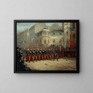Parade auf dem Boulevard der Italiener der Truppen der Krim-Armee am 29. Dezember 1855 - Emmanuel Auguste Masse — gerahmtes Bild an der Wand