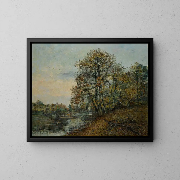 Der Ufer des Sees im Herbst - Emmanuel de La Villon — gerahmtes Bild an der Wand