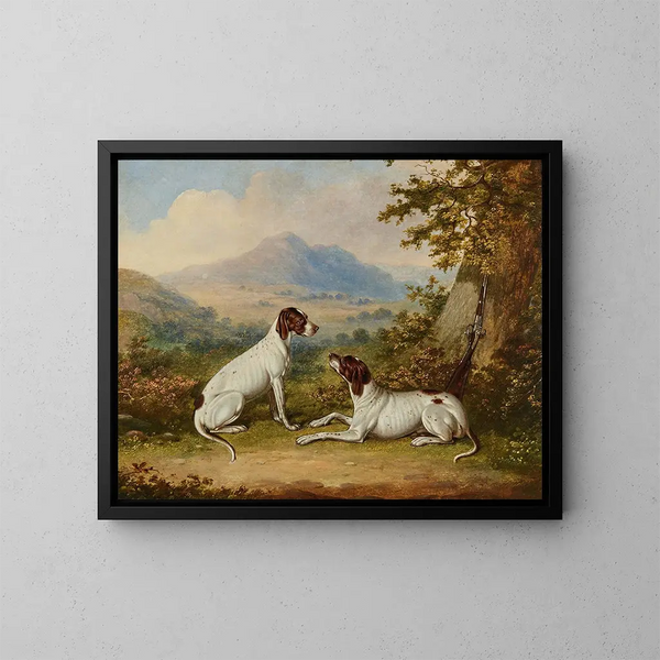 Indikatoren in einer weiten Landschaft - Englische Schule — gerahmtes Bild an der Wand