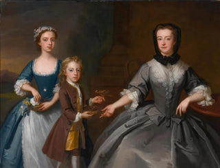 Portrait von Mme Finch mit ihrem Sohn und ihrer Tochter - Enoch Seeman — Ansicht des Kunstwerks
