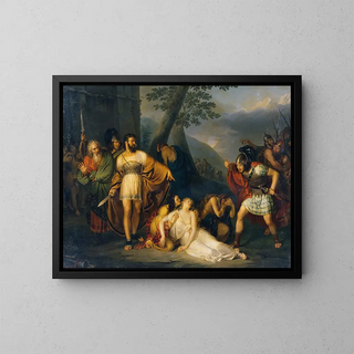 Der König Starno zeigt Fingal seine tote Tochter - Enrico Scuri — gerahmtes Bild an der Wand