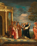 Saint Thomas d'Aquin avec les saints Ambroise Augustin, le pape Grégoire le Grand et Jérôme contemplant le Saint Sacrement - Erasmus de Bie — Ansicht des Kunstwerks