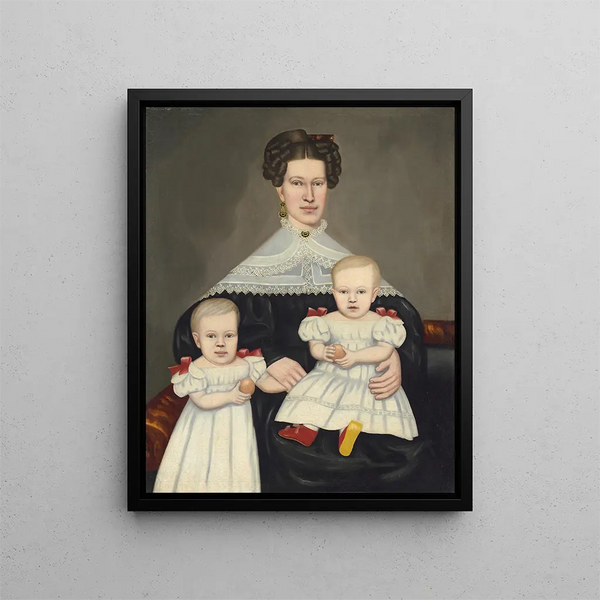 Mme Paul Smith Palmer et ses jumeaux - Erastus Salisbury Field — gerahmtes Bild an der Wand