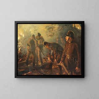 Kampf gegen das Feuer - Erik Henningsen — gerahmtes Bild an der Wand