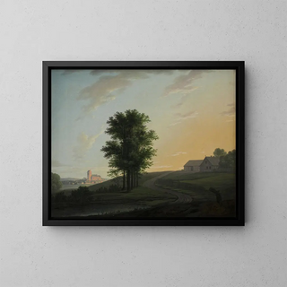 Landschaftsgemälde des Abends bei Gentofte im Norden von Kopenhagen - Erik Pauelsen — gerahmtes Bild an der Wand
