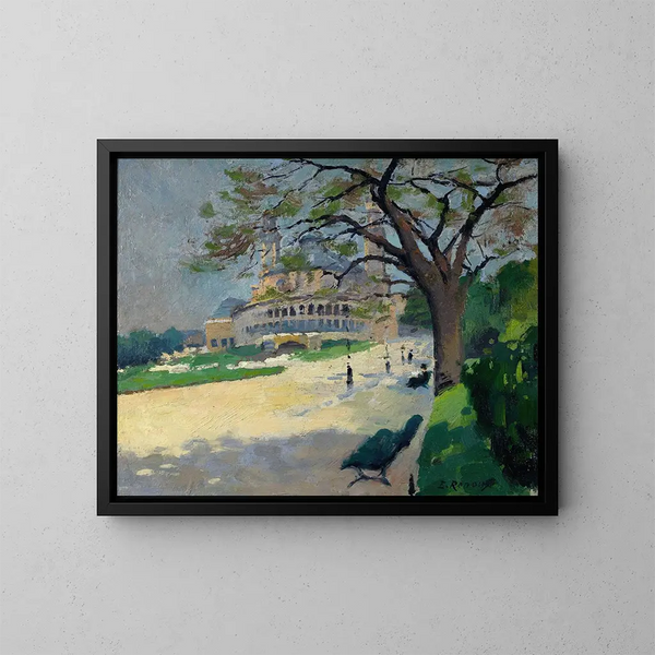 Das Palais de Trocadéro vom Garten aus gesehen - Ernest Jules Renoux — gerahmtes Bild an der Wand