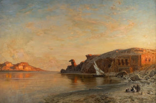 Ernest Karl Eugen Koerner - Evening in Egypt by the Nile at Gebel esSilsila.webp