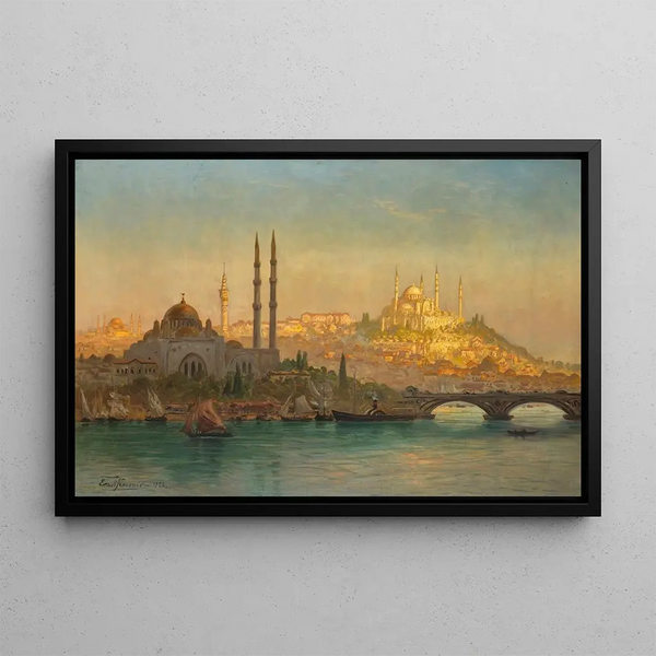 Istanbul Valide und die Süleymaniye-Moschee - Ernest Karl Eugen Koerner — gerahmtes Bild an der Wand