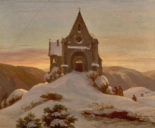 Ernst Ferdinand Oehme - Mountain chapel in Winter.webp