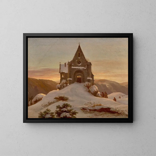 Ernst Ferdinand Oehme - Mountain chapel in Winter.webp