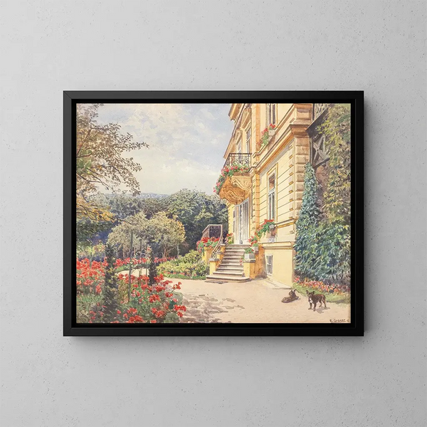 Villa in einem gepflegten Garten - Ernst Graner — gerahmtes Bild an der Wand