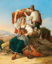Ein Familie ruht sich bei ihrer Rückkehr nach Hause aus - Ernst Heinrich Wilhelm Hampe — Ansicht des Kunstwerks